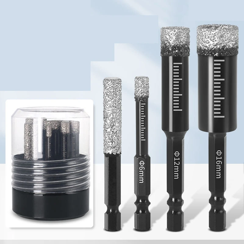 ABNO-10Pcs Hexagonal Shank Brazed Dry Ceramic Tile Diamond Drill Bit 5-16Mm Hole Saw Marble Porcelain Cup Saw Hole Opener