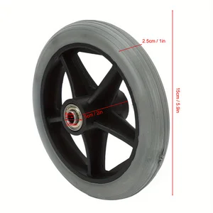 2 Pack 6 Inch Solid Front Caster Wheels for Electric Wheelchair, Replacement Omni-directional Front Wheel Solid Tire for Elderly