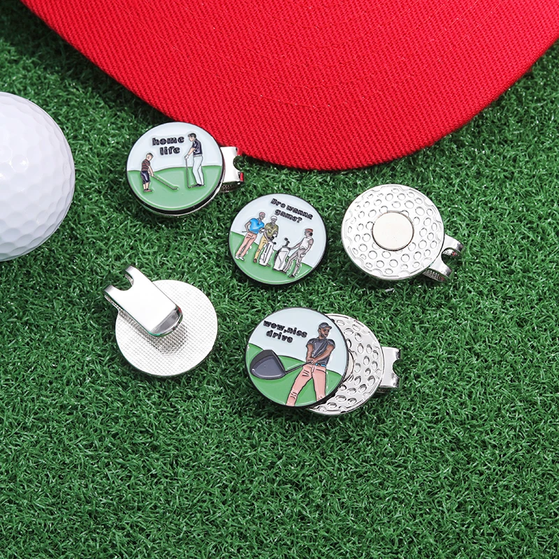 Golf Ball Marker Hat Clip Cartoon Creative Magnetic Clips for Baseball Cap Brim Metal Alloy Accessories Gift for Golfer Friends