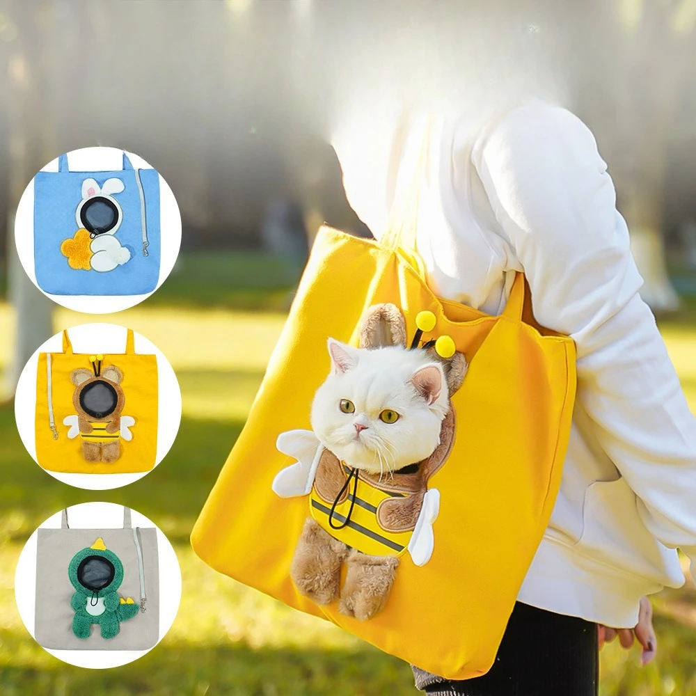 

Pet carrier backpack, cat bag, crossbody and hand-held, cat pouch for small dogs with exposed head, single shoulder bag.