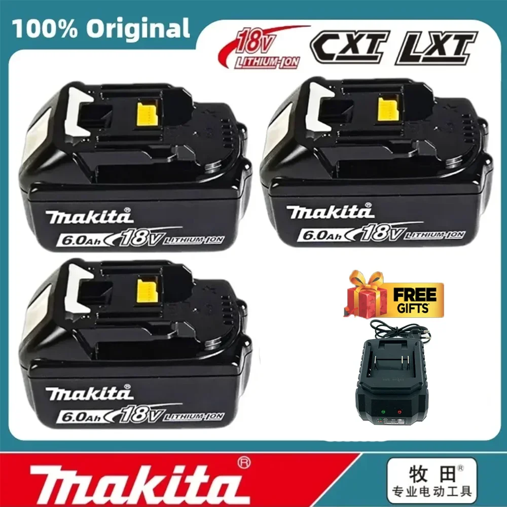 

100% Makita Original Lithium ion Rechargeable Battery 18V 6000mAh 18V BL1860 BL1830 BL1850 BL1860B Drill Replacement Batteries