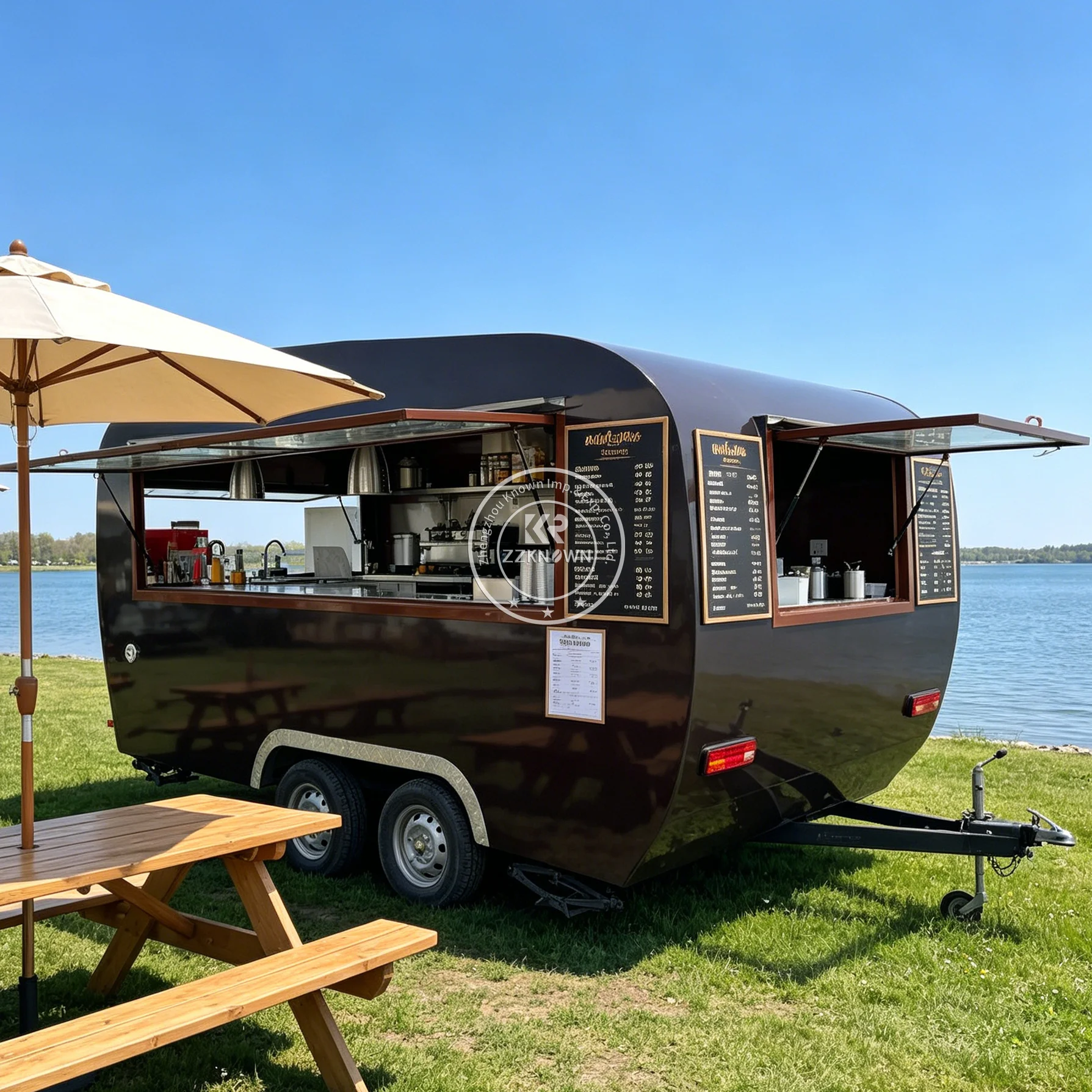 Street Stainless Steel Mobile Snack Bubble Tea Food Truck Trailer Towable Coffee Van Mobile Food Trailer Fully Equipped