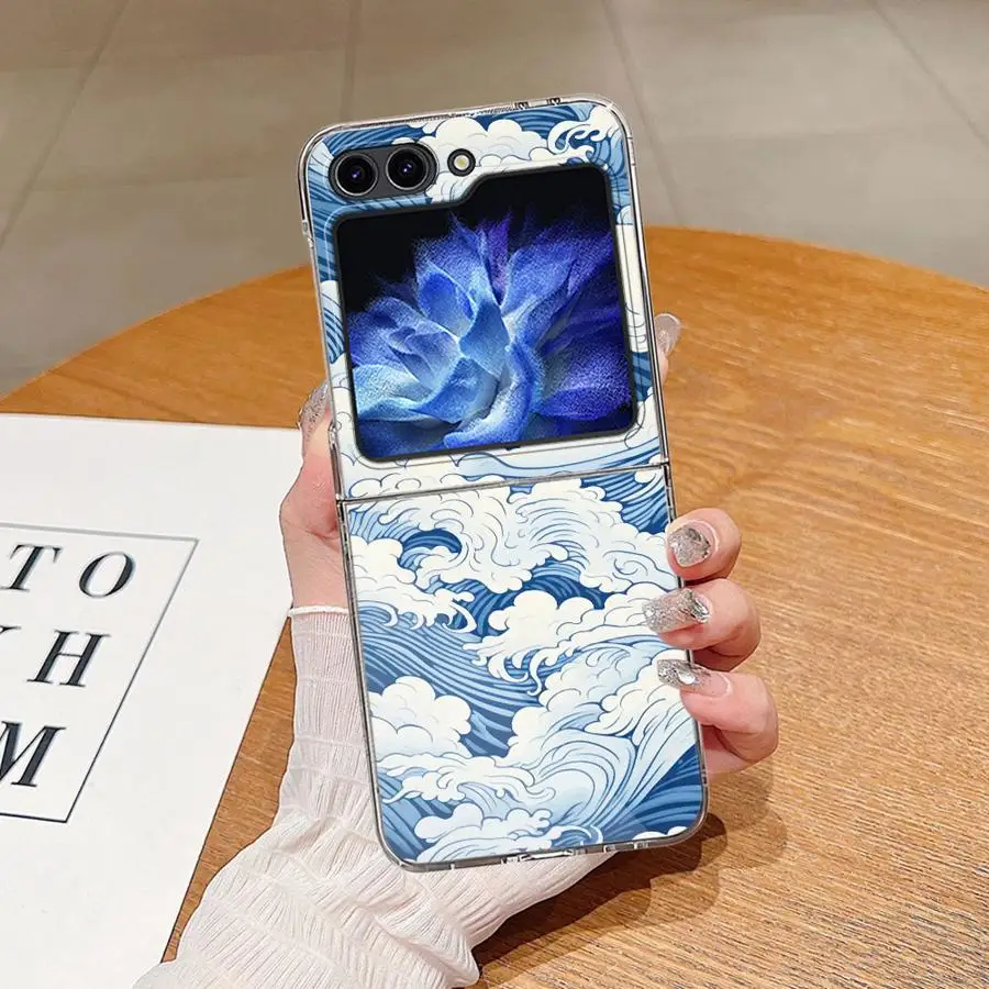 Cloudy Sea Scroll Phone Cover Case for Samsung Galaxy Z Flip 8 Flip3 Flip5 Flip4 Flip7 FE Z Flip 7 6 5 4 3 Flip6