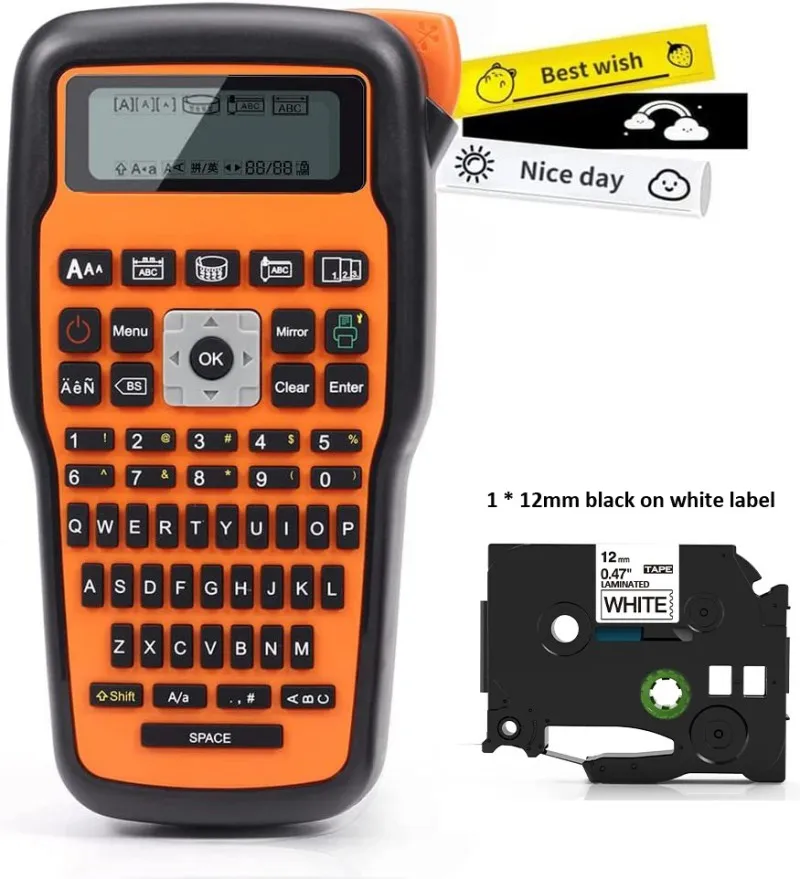 E1000 PRO Handheld Portable Wireless Label Machine Industrial Label Maker with QWERTY Keyboard Symbol Compatible Brother TZ-231