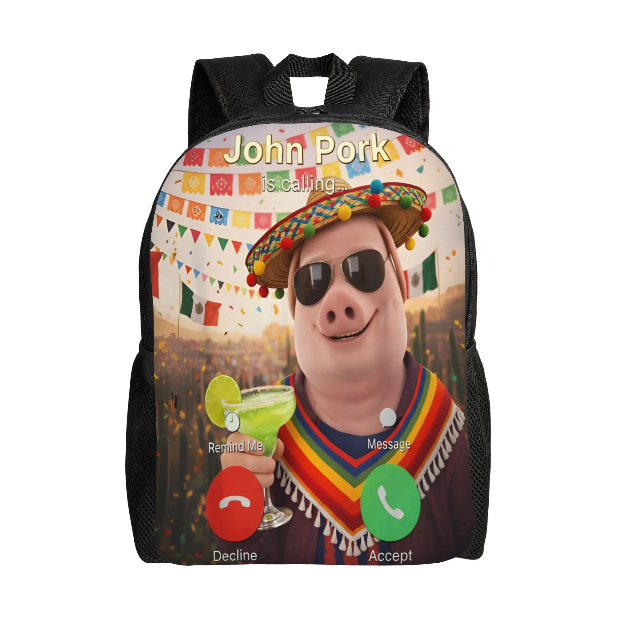 John Pork is Calling Backpack  University Backpacks Unisex Design Lightweight School Bags Style Rucksack