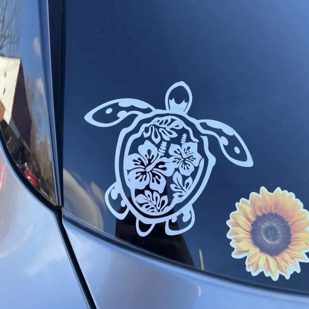 1pc Creative Sea Turtle Car Sticker Vinyl Decals Self-adhesive Black And White Available