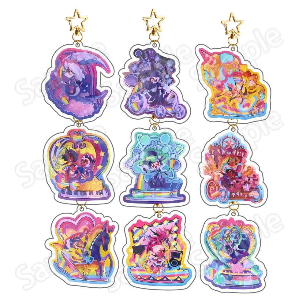 Cute Anime Hazbin Hotel Helluva Boss 6cm Acrylic Stand Figure Keychain Cartoon Character Pendant Desktop Ornament Collectible Gi