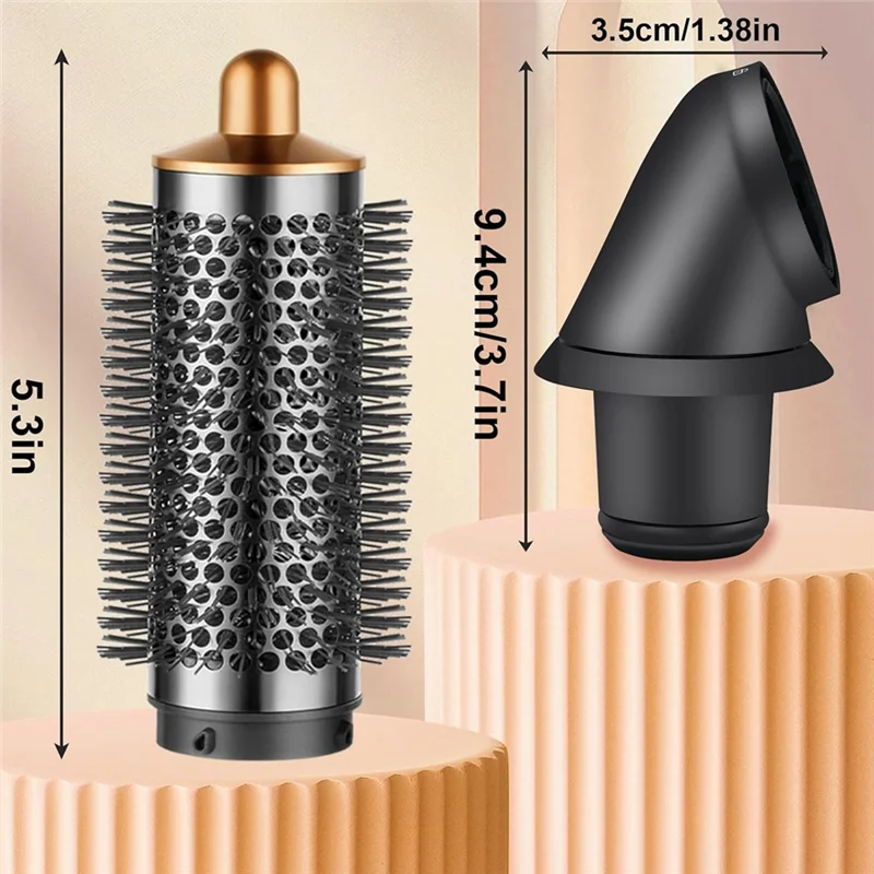 A76G-Round Brush Attachment For Dyson Airwrap With Adaptor For Dyson Hair Dryer Accessories, Round Volumizing Brush