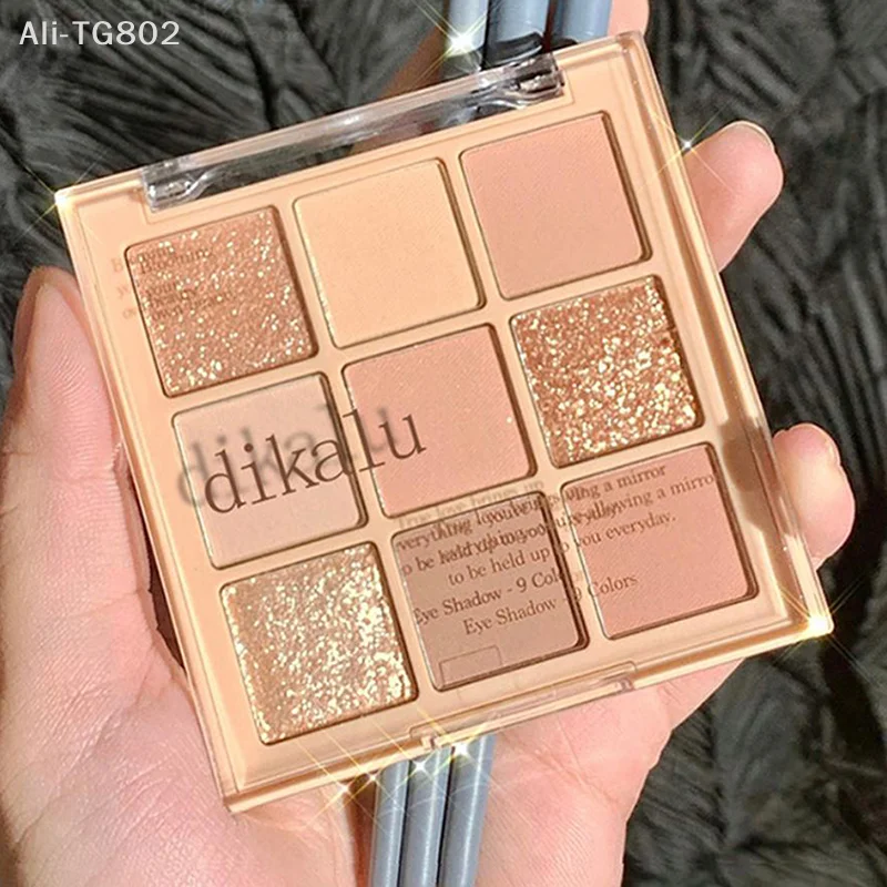 DIKALU 9-Farben-Neon-Glitzer-Lidschatten-Palette, koreanisches professionelles Make-up, kosmetische Lidschatten-Palette