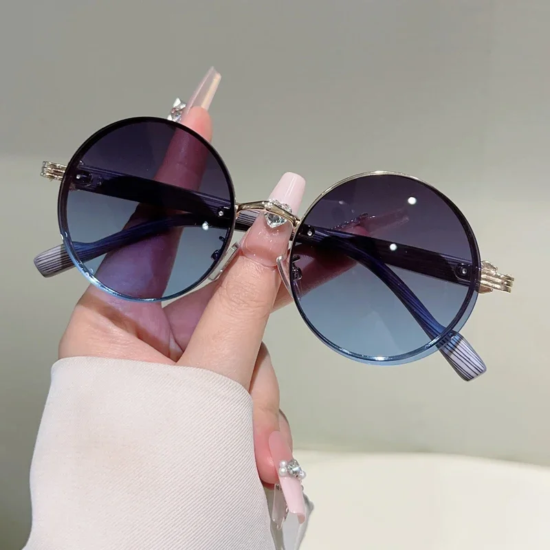 Vintage Round Sunglasses Men New Fashion Gradient Multi-color Sun Glasses Women Trendy Luxury Brand Design Casual Shades