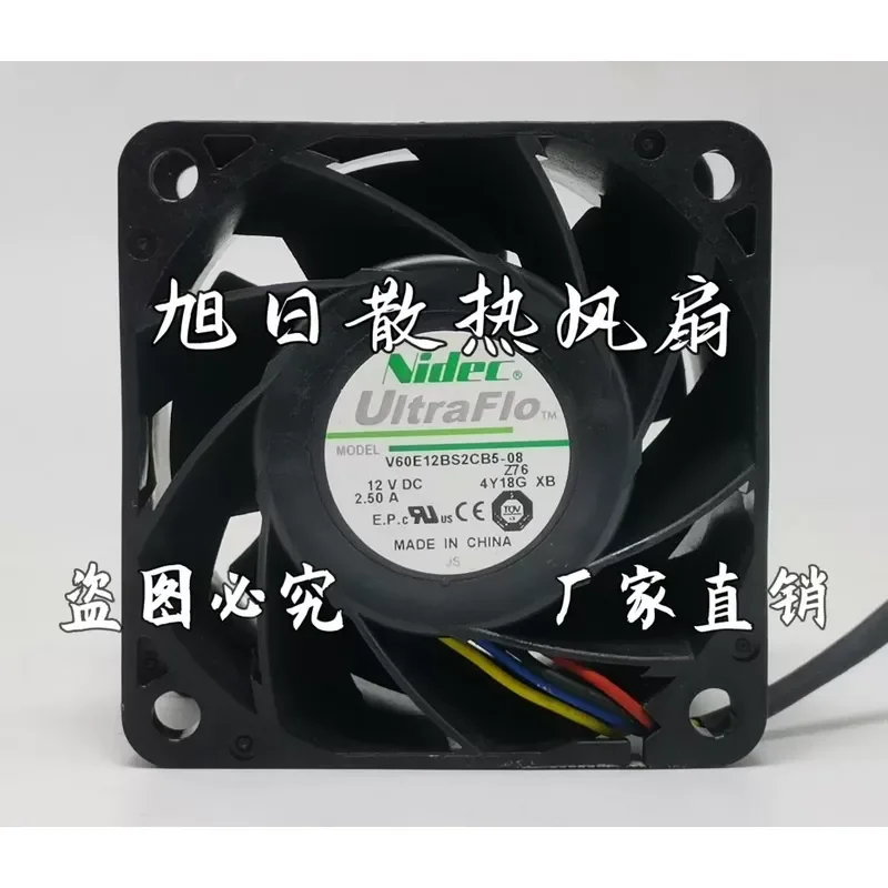 for V60E12BS2CB5-08T06 for Nidec Fan 6038 12V 2.5A Four-Wire PWM Server Cooling Fan High Airflow Silent Computer Case