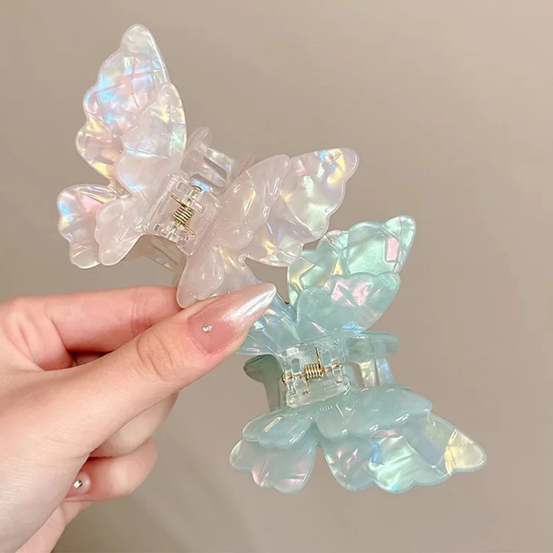

Fairy Gradient Colorful Butterfly Hair Claw Acetate Crab Hair Clip Princess Shark Clip for Women Girl Hairpin Hair Accessories