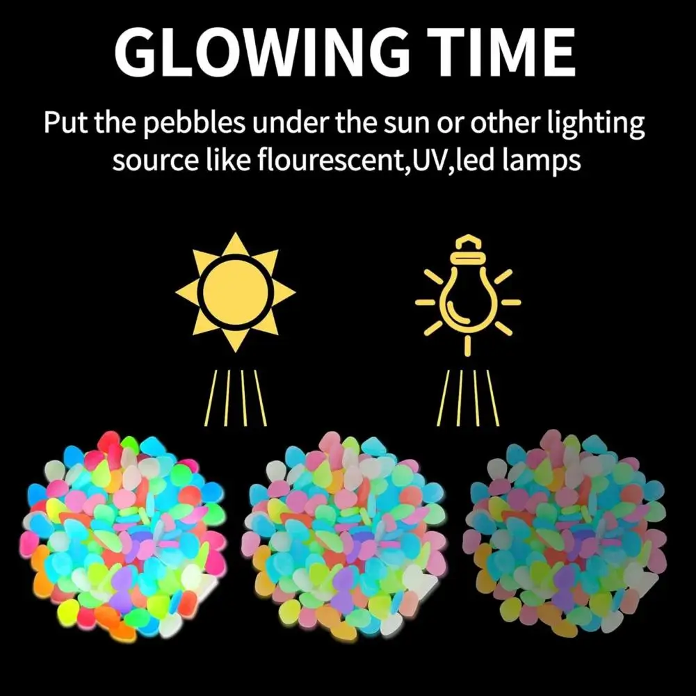 Decorative Glowing Aquarium Stones Resin Glow-in-the-dark Pebbles Garden Stones Decorative Aquarium Rocks Outdoor for Fish