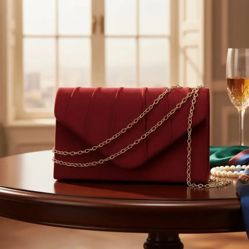 

Красный цвет Конверт Дизайн Бархатные женские вечерние сумки V Металлические модные маленькие клатчи с цепочкой на плечо Вечеринка Свадьба