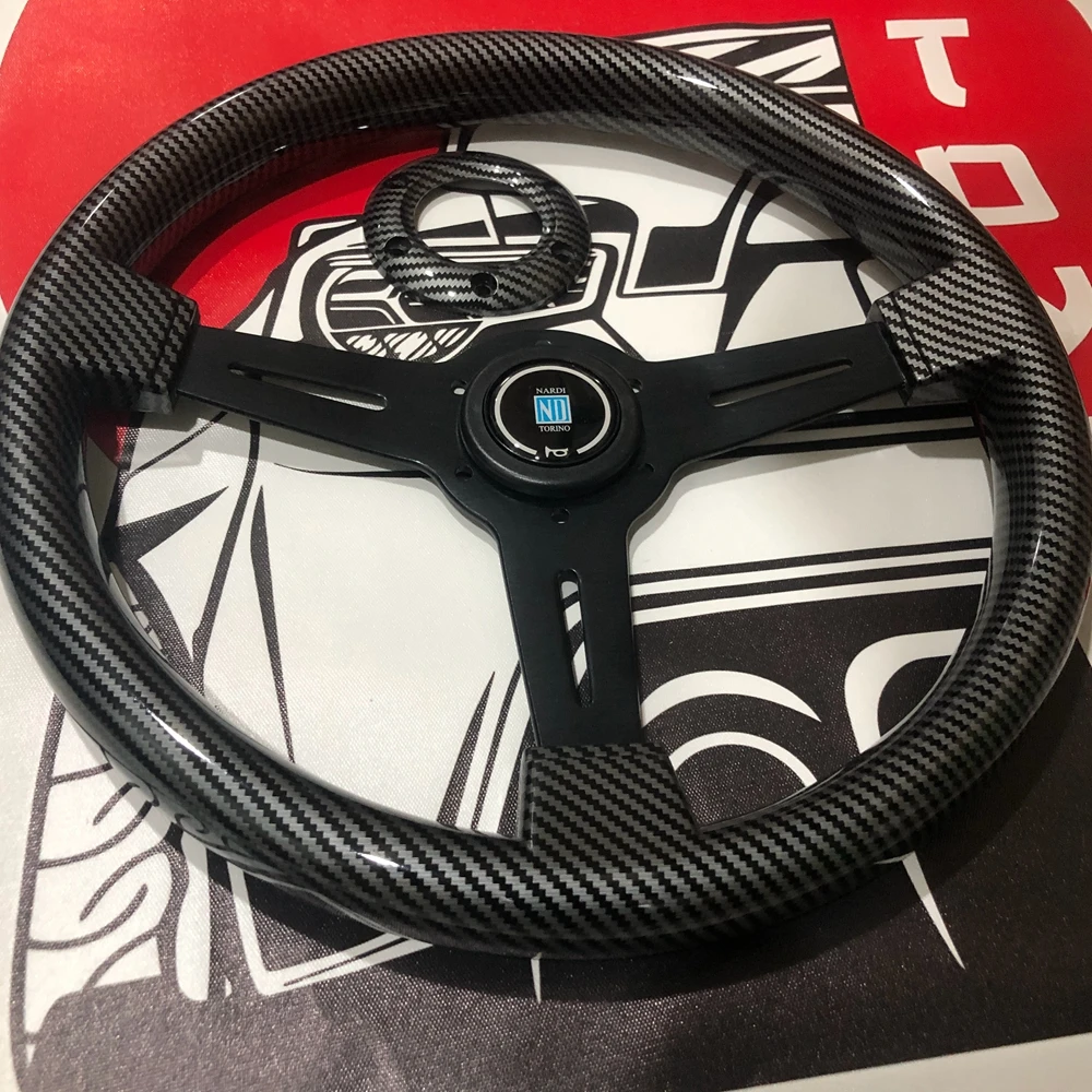 Carbon 14Inch ABS Wood Nardi Steering Wheel Car Rally Racing JDM Nardi Steering Wheel Volantes For VW HONDA TOYOTA BMW Nissan