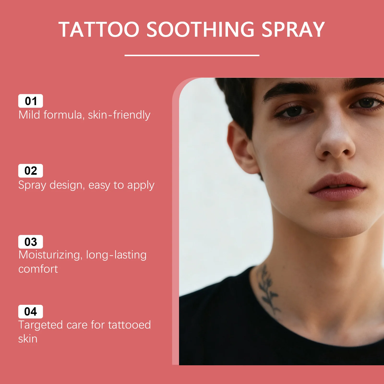 Tattoo Care Spray, Mild Hydrating & Moisturizing, Nourishes Tattooed Skin, Refreshing Water-Based Skin Care Spray