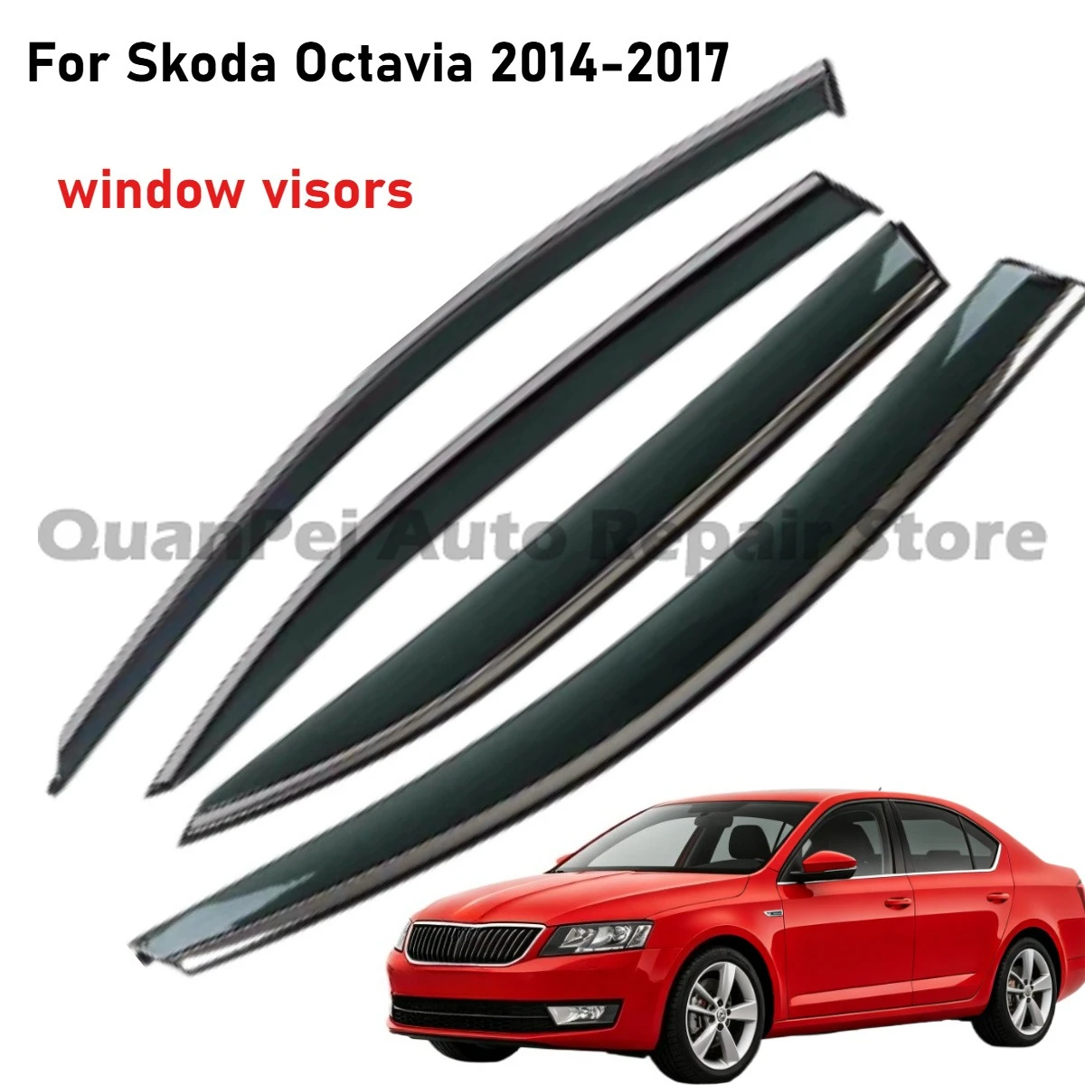 

Sturdy side deflectors For Skoda Octavia 2014-2017,no drilling easy install,reduce wind noise and prevent rain splash