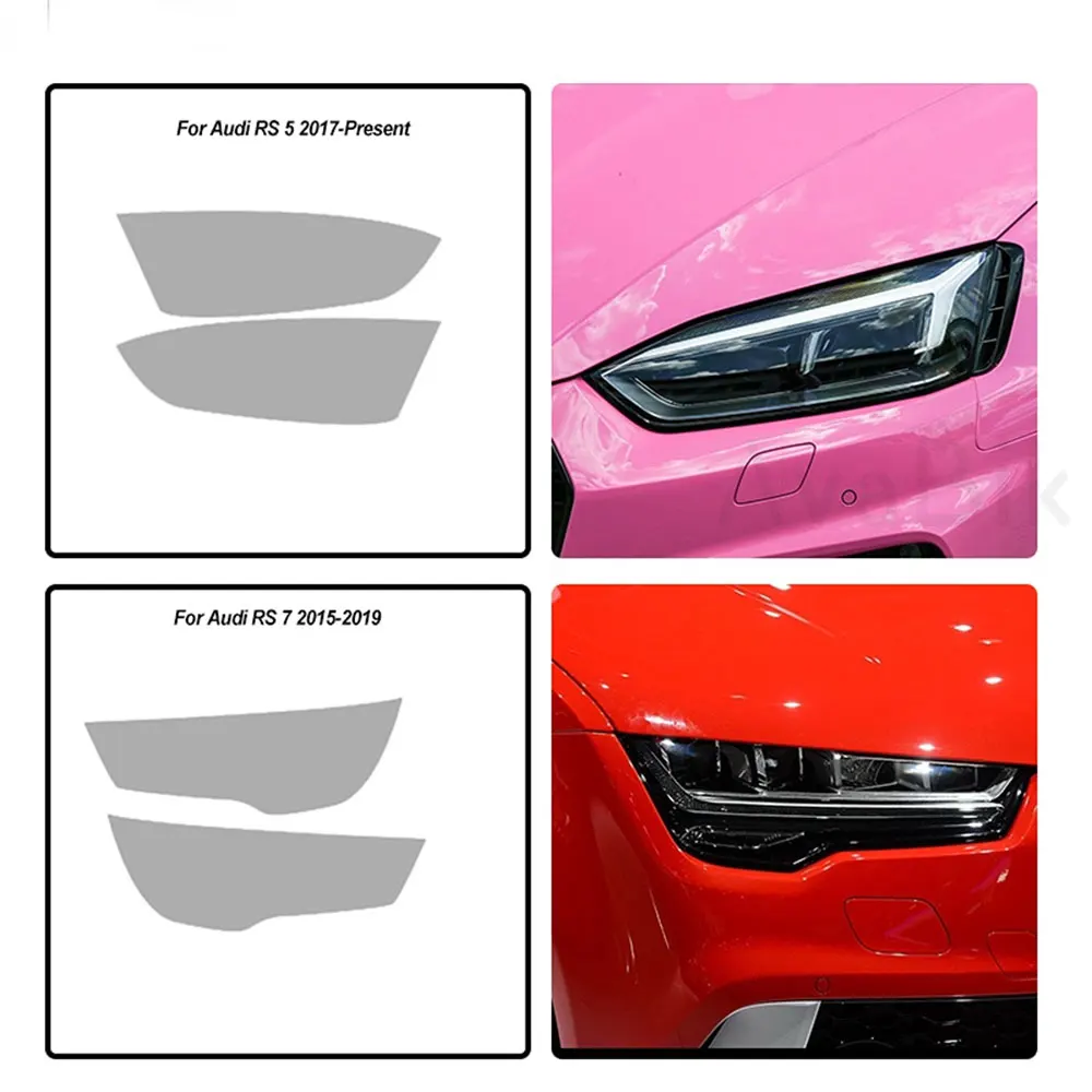 

PPF 2Pcs Car Headlight Transparent TPU Sticker Headlight Protective Film for Audi RS3 8V RS4 B8 B9 RS5 RS6 RS7 TTRS Accessories