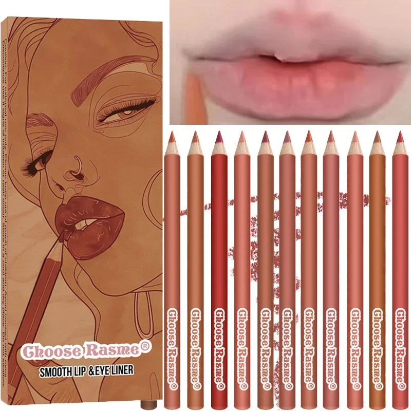 6 Colors Natural Brown Lip Liner Pen Matte Waterproof Contour Tint Lipstick Velvet Smooth Non-stick Lips Pencil Makeup Comestic