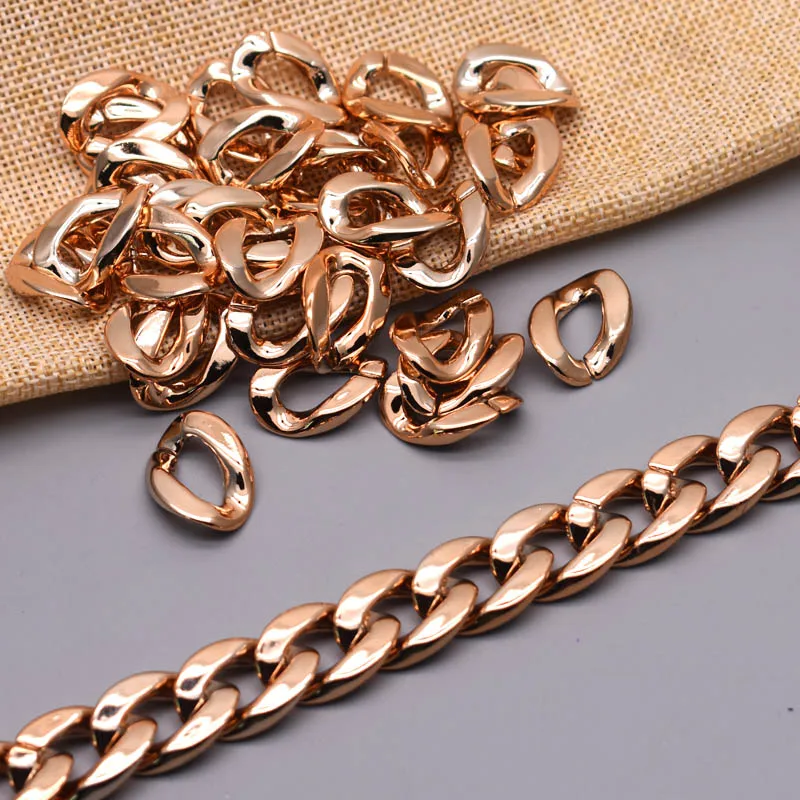 Gold Color Acrylic Buckle Beads 17x24mm Acrylic Link Chain Hook Clasp Connector Opening Chain Link Loops Accessories