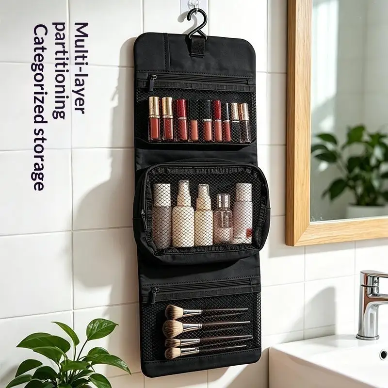 Foldable Detachable Toiletry Bag Large Capacity Hanging Hook Portable Waterproof Wash Organizer for Business Travelers