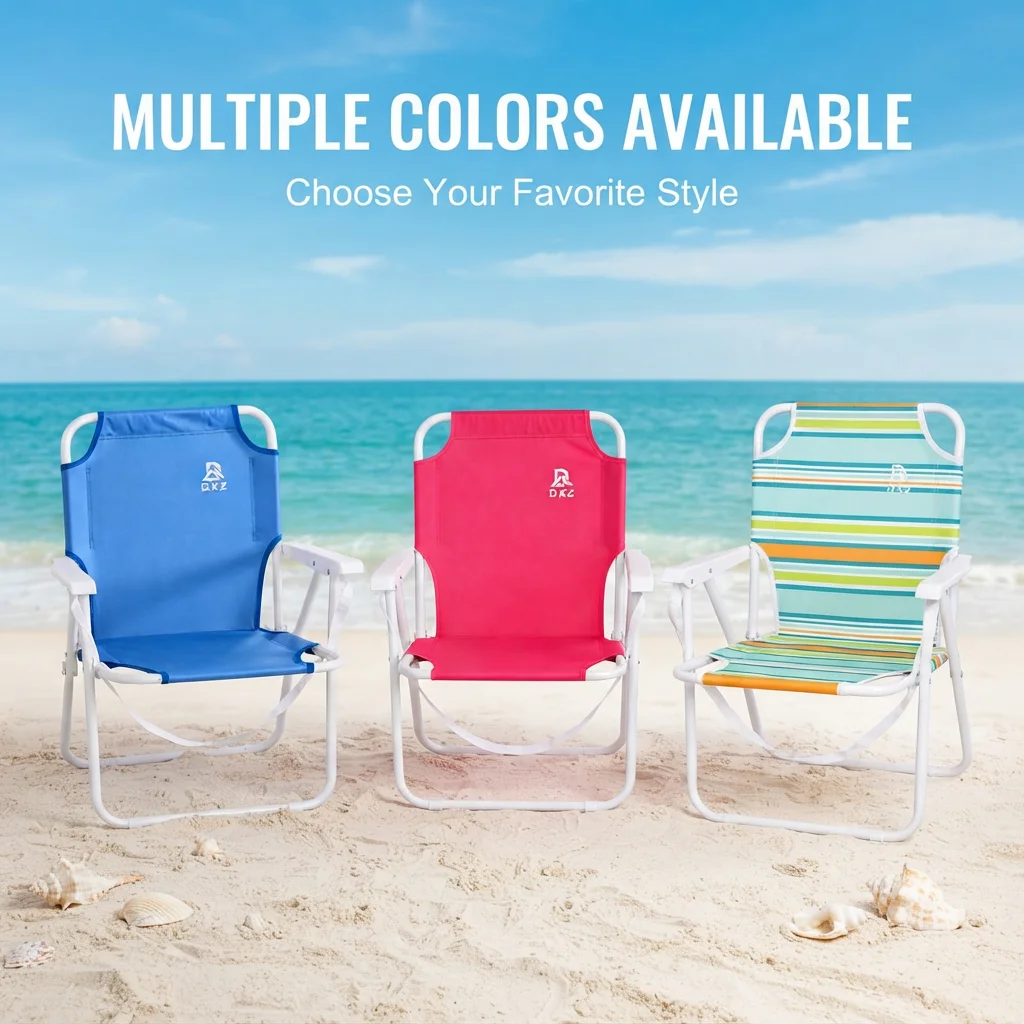 Family Beach Chair Set for Adults and Kids, Striped Folding Camping Chair with Quick-Fold Design, Lightweight & Portable Outdoor Lawn Chair with Carry Bag for Beach, Poolside, Camping, Fishing & Picnic