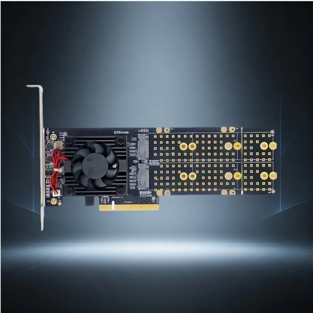 PCIe 4.0 x16 to 4x M.2  Expansion Card, PLX8747, Full/Half Height Bracket, Silent Fanless, No Split Required