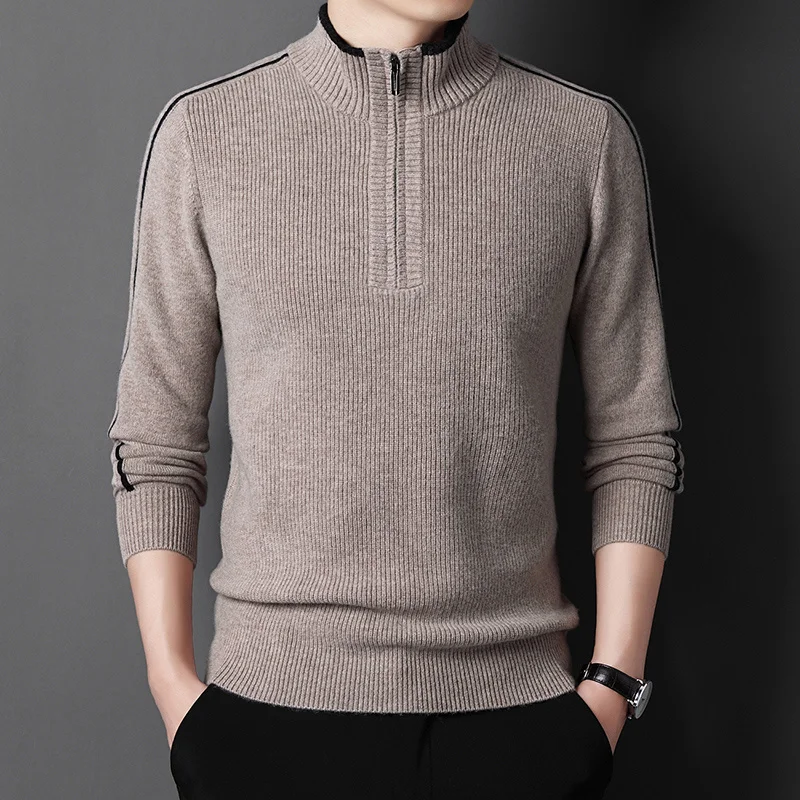 

cashmere Chun in Zhu sweater cashmere padded autumn and winter men's zipper semi-high collar pullover sweater