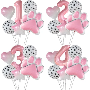 Tier-Let's Pawty-Hund, Katzenpfote, Aluminium-Ballon, 101,6 cm, rosa Zahl, Geburtstag, Party, Dekoration, Ballon, Babyparty