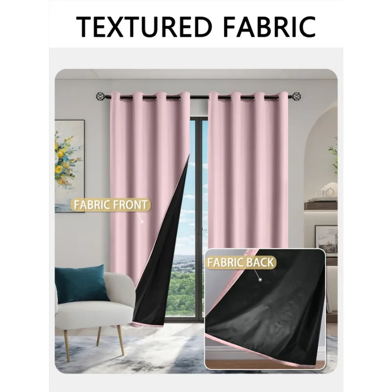 Custom Size 1 pc Pink 99.9% Blackout Curtain for Living Room Bedroom Bathroom Waterproof Fashion Solid Color Window Decor Modern