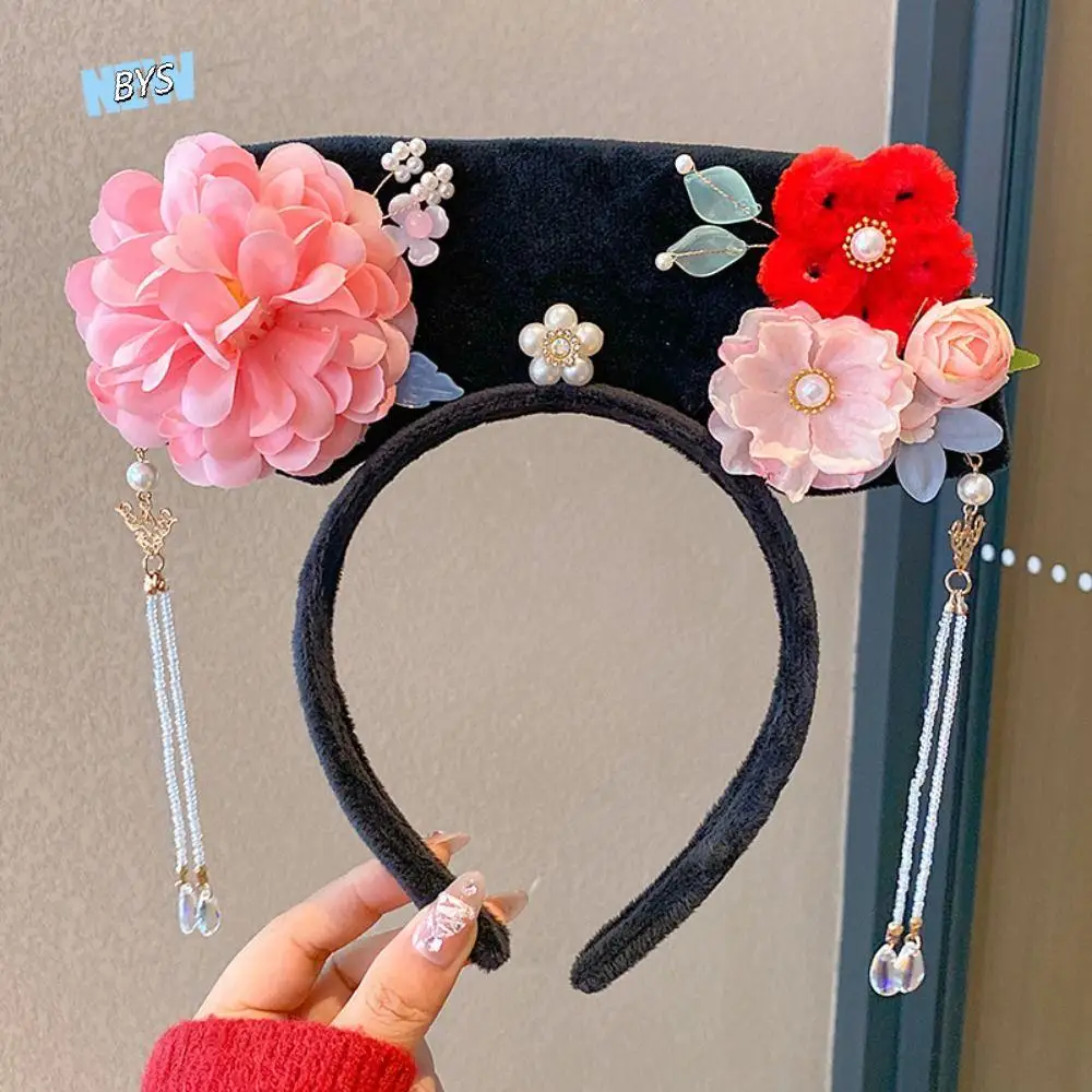 

Flower Chinese Style Headwear Snake Year Tassel Ancient Style Gege Headband Princess Hair Hoop Velvet Bow Hanfu Headwear