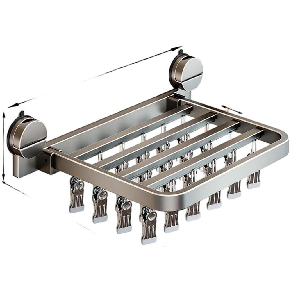 Wall Mounted Clothes Drying Rack with Suction Cups Designed for Drying For Socks and Underwear with Multi-Row Clip Options