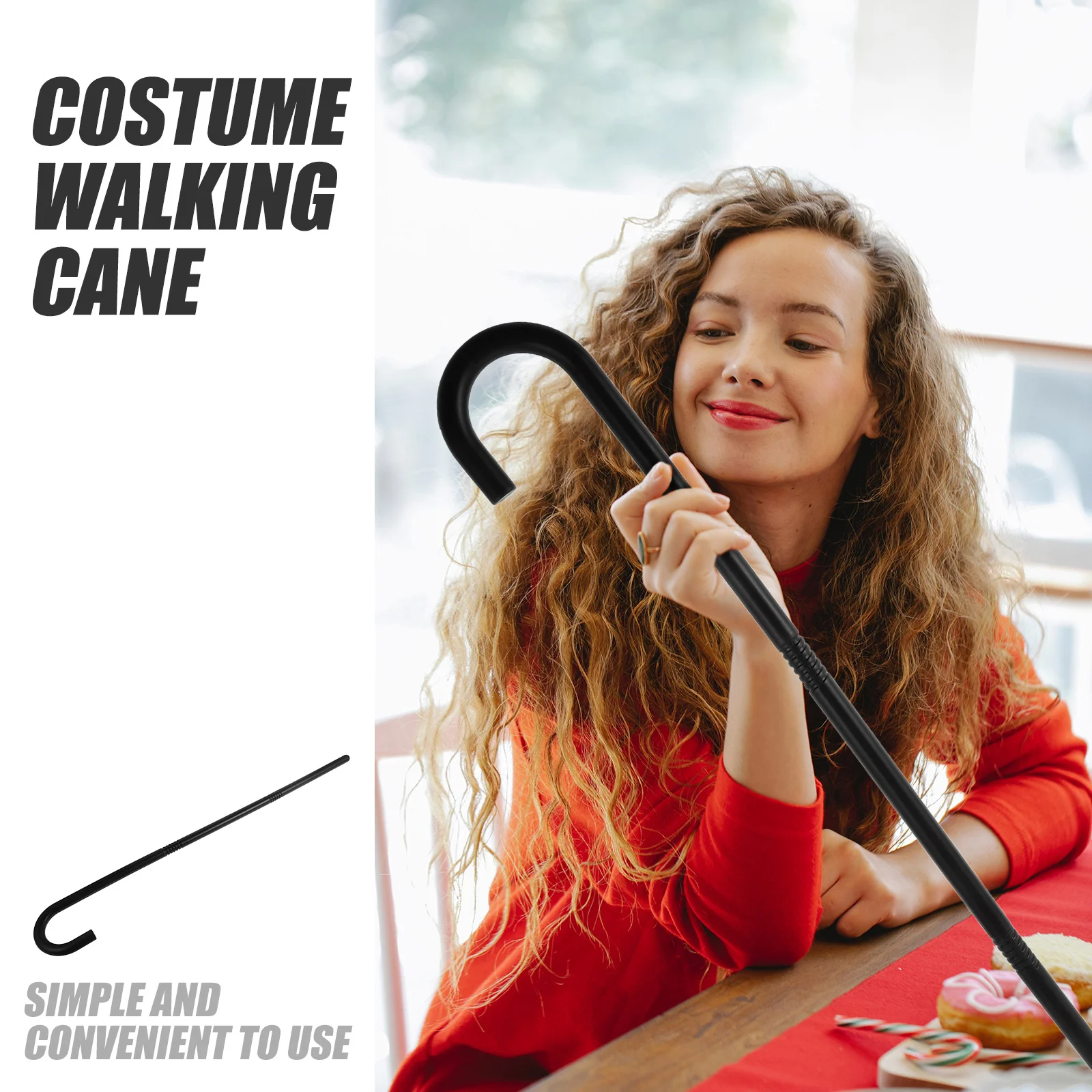 ハロウィンレトロおじいちゃん杖プラスチック製装飾用ステッキコスチュームコスプレ舞台演出用小道具杖先端ステッキ