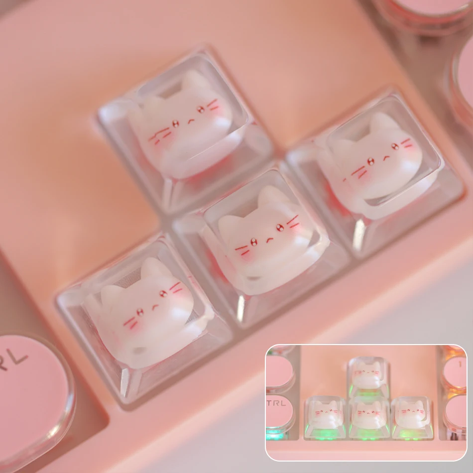 

Cute Backlit Cat ESC Keycaps Girl Gift for Cherry MX Switch Game Mechanical Keyboard Key Caps Transparent Handmade Customized