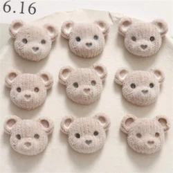 10pcs/lot new cartoon flocking animal bear charm connectors for diy earrings hair phone case jewelry making accessories