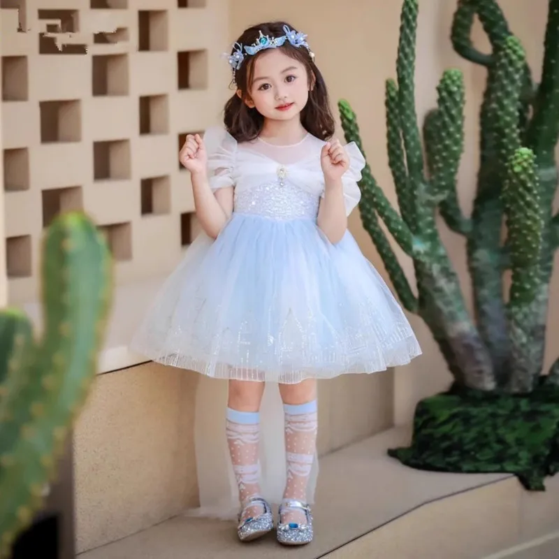 

New Children's Princess Costume Host's Piano Performance Birthday Girls Party Dresses A4661 Vestidos Bridesmaid Dresses