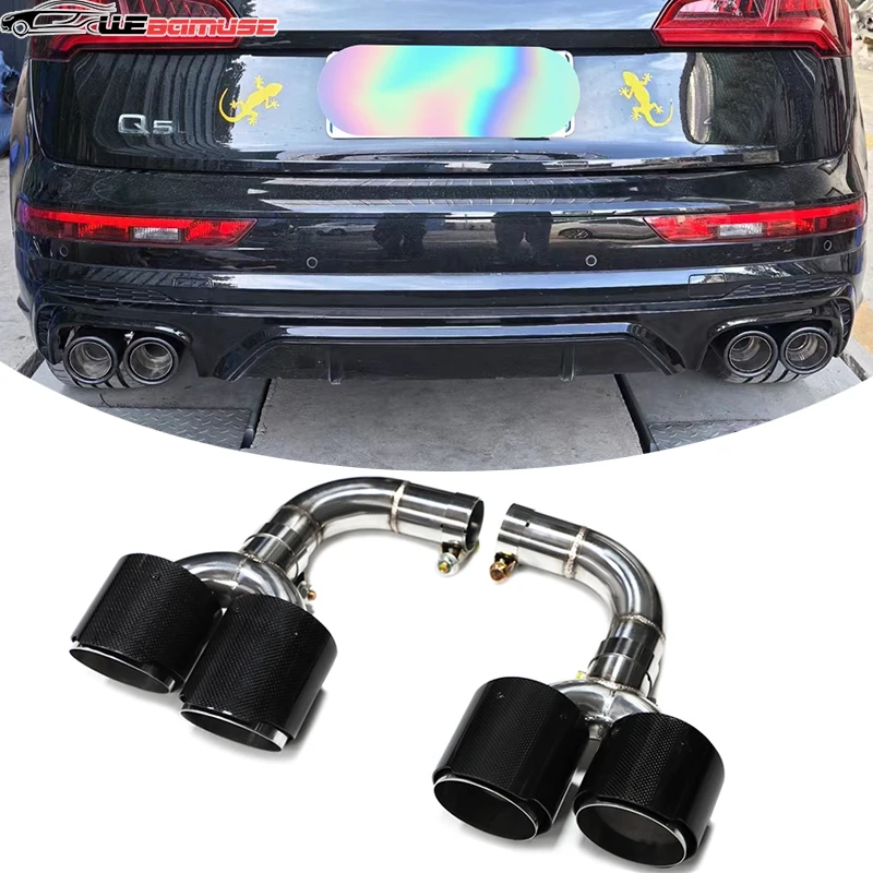 1 Pair Exhaust Pipes For Audi Q5 2021 to 2023 Upgrade SQ5 Four Outlet Sport Muffler Tip Tailpipe Exhaust System Nozzles