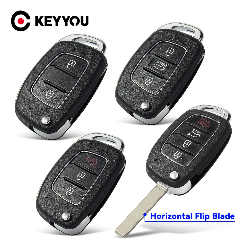 KEYYOU NEU Für Hyundai Solaris Creta Ix25 Kona Tucson Sonata I40 Elantra Ix35 I20 Ix45 2019 Horizontales Klapp-Autoschlüsselgehäuse