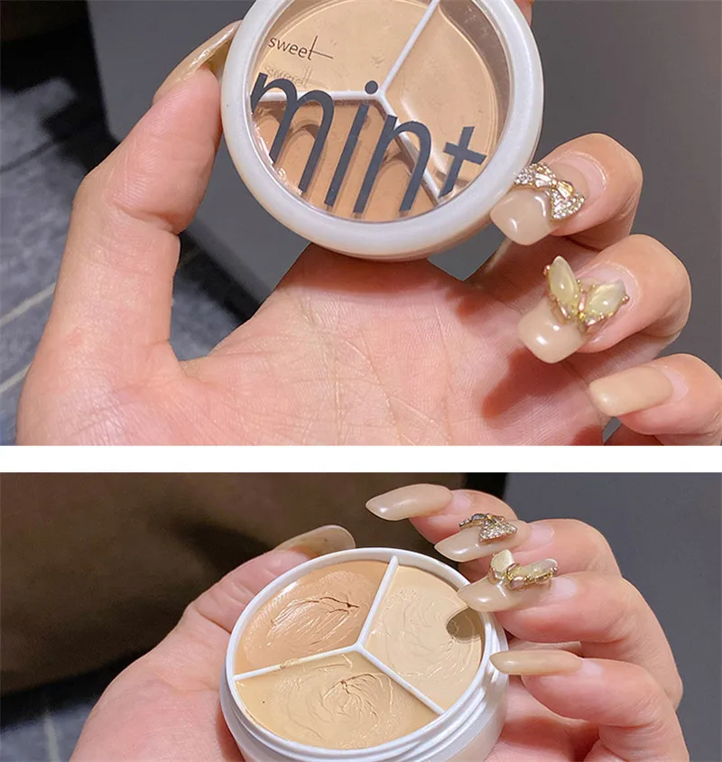3-Farben Augenaufhellender Concealer & Kontur-Creme mit Voller Abdeckung, Ölkontrolle, Langanhaltend, Korrigiert Flecken, Akne, Augenringe – Detail 3