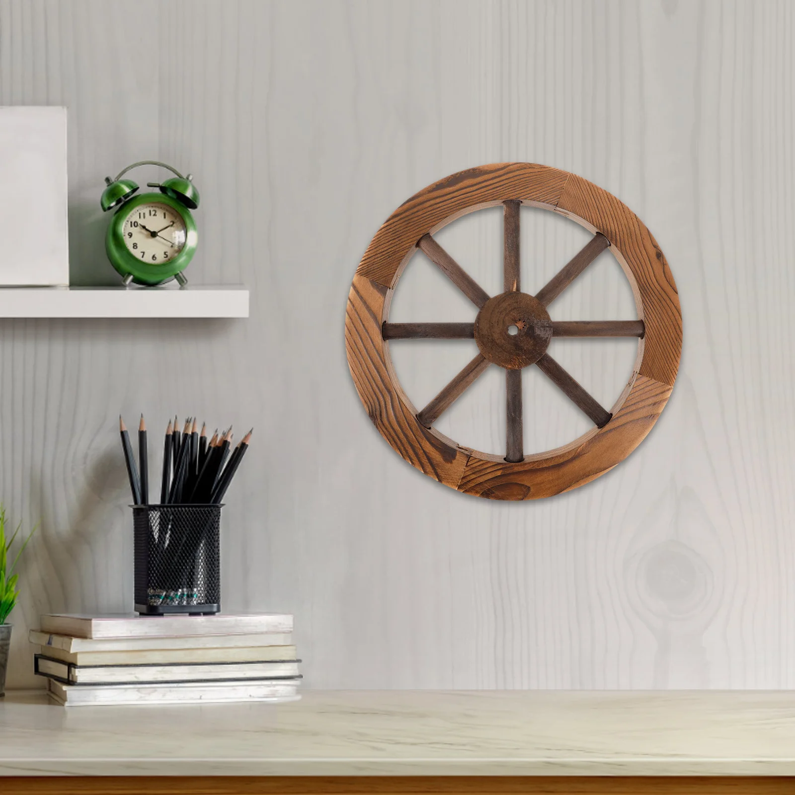 

Wooden Wagon Wheel Wall Art Vintage Wood Wheel Decorative Wall Hanging For Living Room Balcony Decoration Farmhouse
