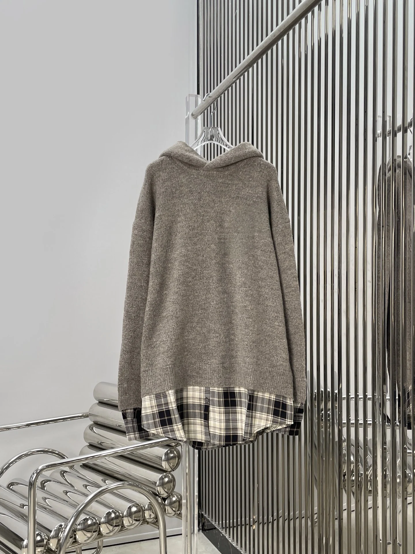 

Faionable Hooded Sweater Color Blo Plaid Patchwork Neline Long Sve Warm Thien Autumn Winter Women's Commute Sle