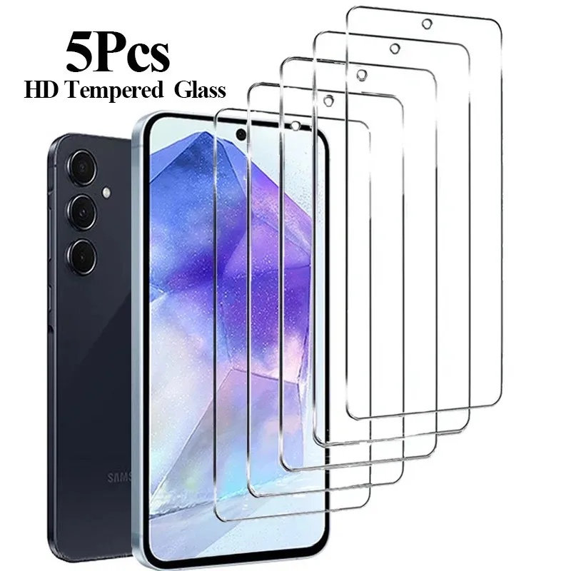 Protector de pantalla HD para Samsung S23 S26 A55 A35 A54 S25, vidrio templado para Samsung S24 S21 S22 Galaxy S24 Ultra S23 FE, 5 uds.