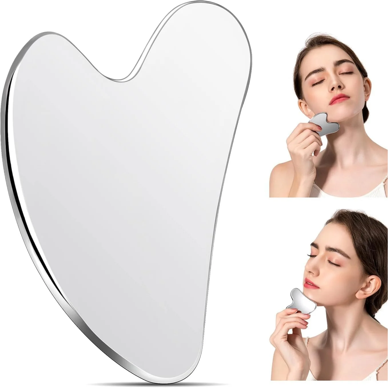 Edelstahl Gua Sha Gesichtsmassagegerät Kieferlinienformer Guasha Schönheitswerkzeug Lymphdrainage-Massagegerät für Gesicht Körper Augen Nacken