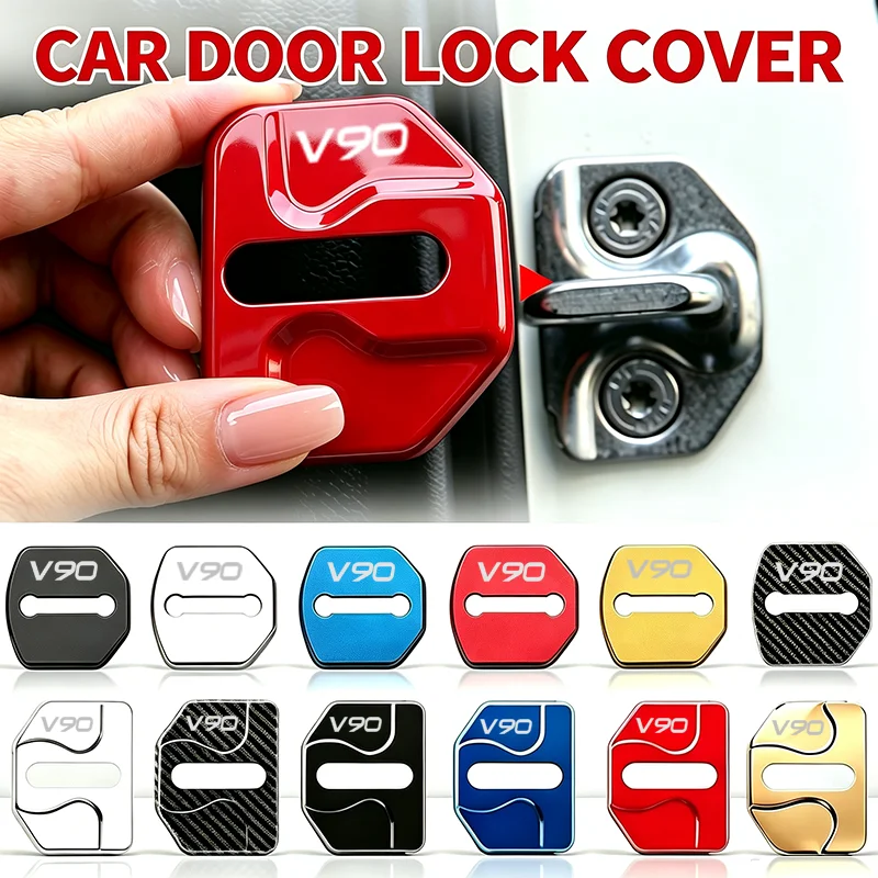 Car Door Lock Cover Protector for Volvo V90 Anti‑Rust Door Latch Buckle Decorative Cove 4Pcs Auto Modification Accessories