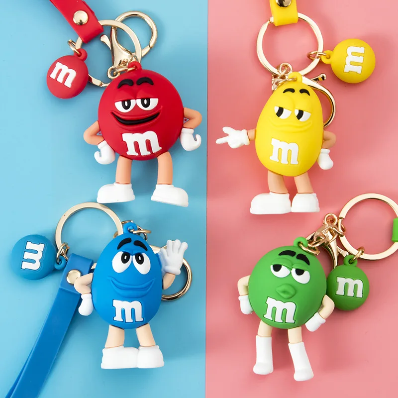 Cute Anime Mm's Chocolate Toys Keychain For Bags Interest  Cartoon Doll Key Chain Mobile Pendant For Friends Christmas Gifts