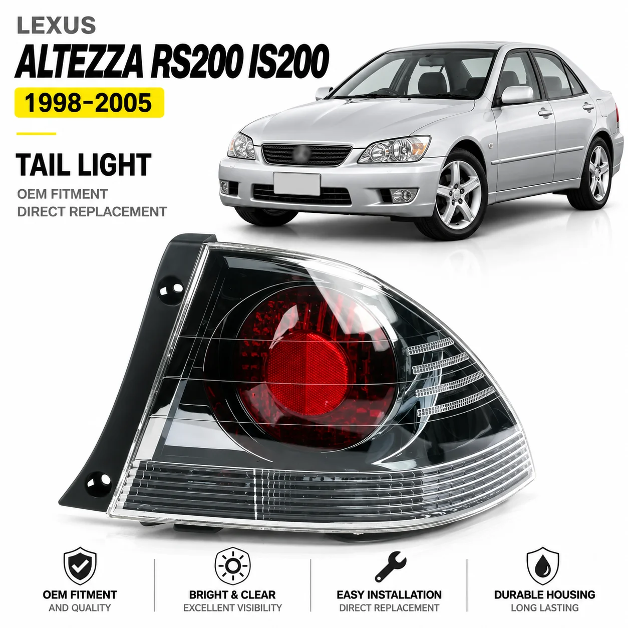Left/Right Side Tail Lamp For Lexus ALTEZZA RS200 IS200 1998-2005 Car LED Rear Brake Lamp Turn Signal Light Tail Light