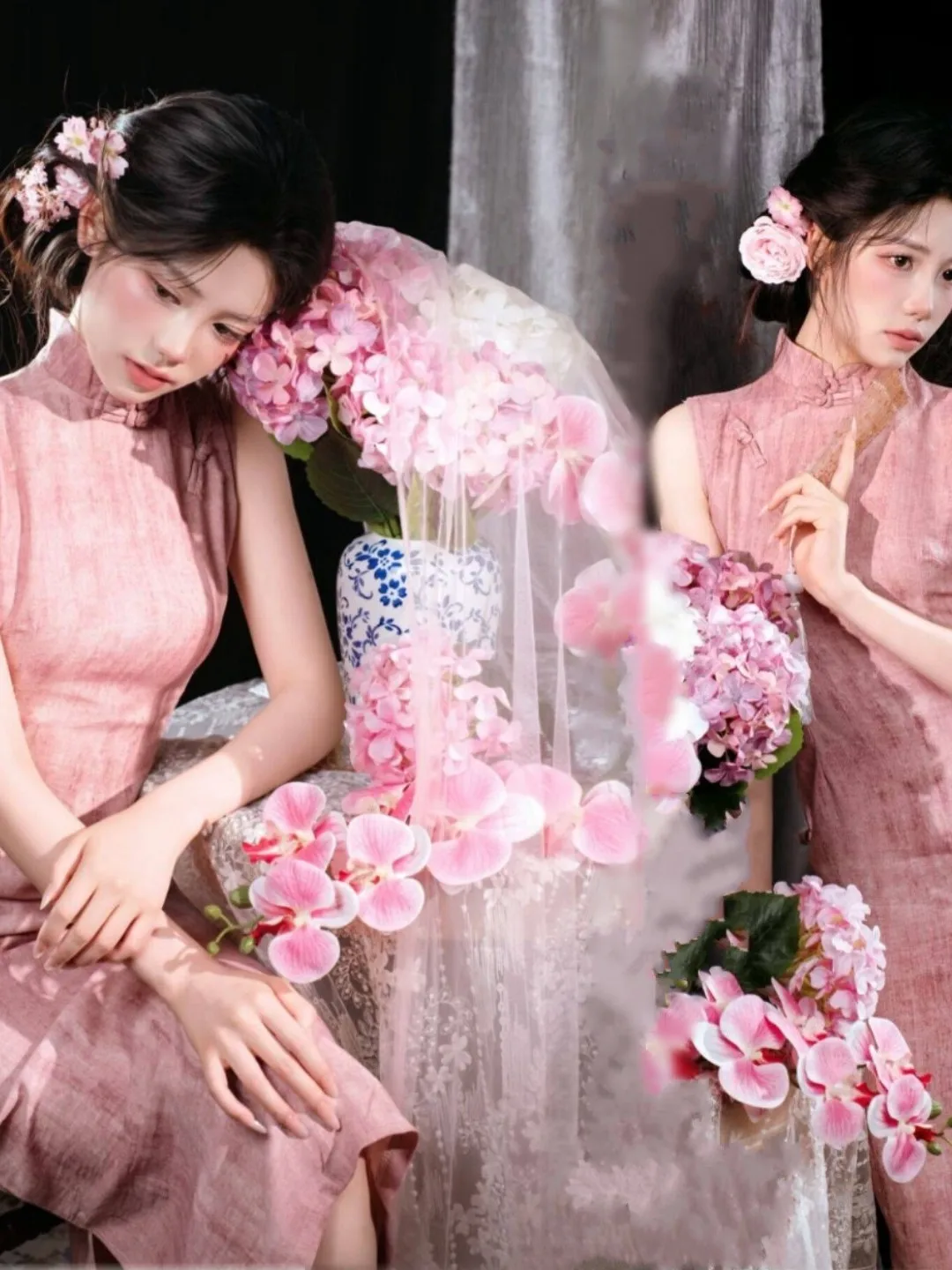 

Retro Chinese Style Photography Clothing Pink Girl's Home Clothes Ethnic Fashion Stage Costume Polyester Fabric