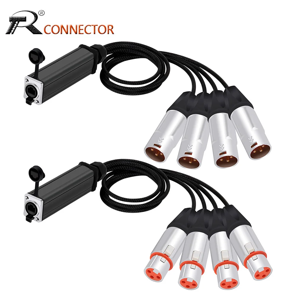 

RJ45 to XLR Cable,4 Channel 3Pin XLR Multi Network Receiver,with CAT5 Female Network Receiver, for Stage and Recording Studio