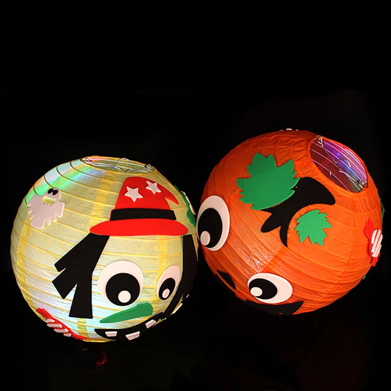 Linterna de papel de dibujos animados para Halloween, accesorios de decoración Ktv, linterna Led hecha a mano, Juguetes Divertidos de calabaza