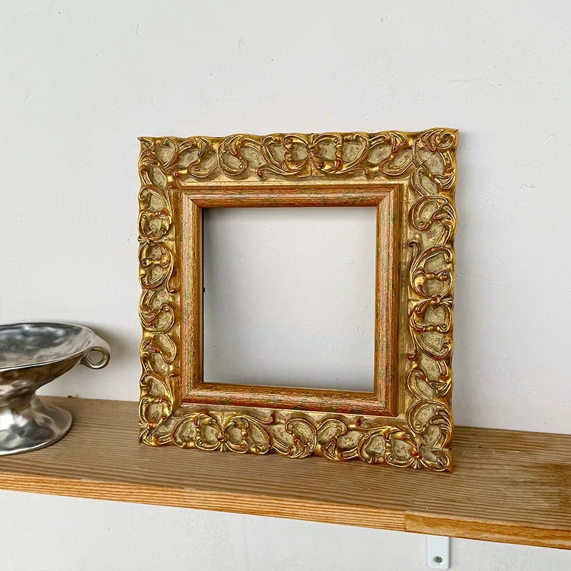 Gold Colorful Retro European French Custom Wood Mounted Wood Oil Painting Frame Solid Wood Mounted Self-installed Photo Frame Em